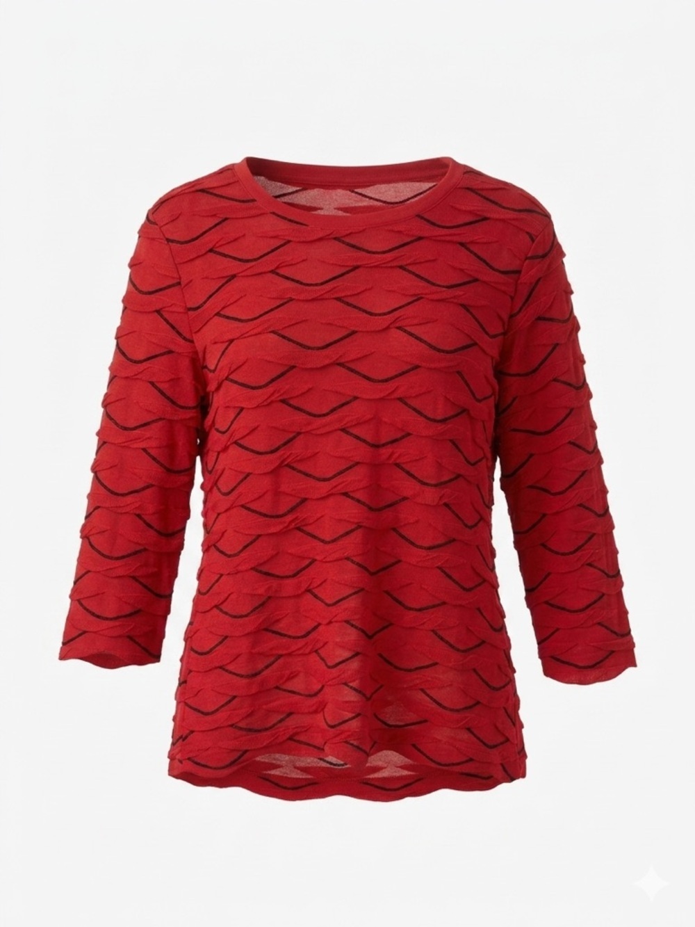 Investments Red Layered-Texture Crewneck Top - Picture 2 of 5